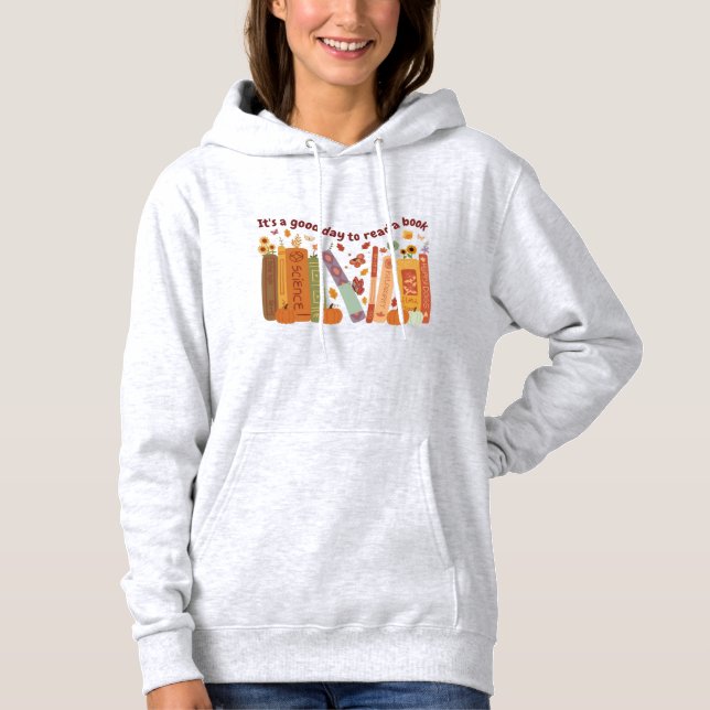 Bookish book Lovers - cute orange pumpkin - Fall  Hoodie (Front)