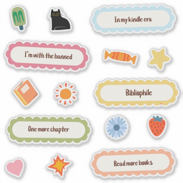 Bookish Book Reading Lover Pack Sticker (Front)