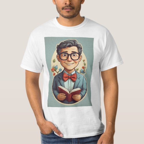 Bookish Buddies Collection Animated Bookworm Deli T_Shirt