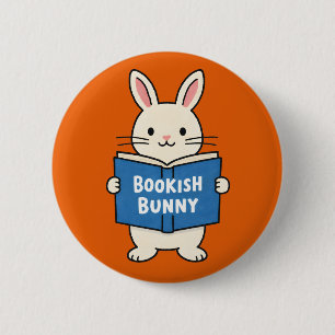 Bookish Bunny Reading Rabbit Book lover Button