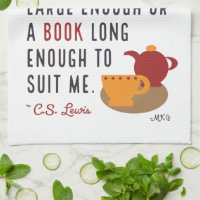 C. S. Lewis Tea and a book Quote with Watercolor Books Print