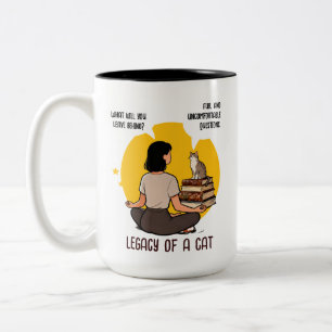 Bookish Cat Lover Intellectual Humor Quote Art Two-Tone Coffee Mug