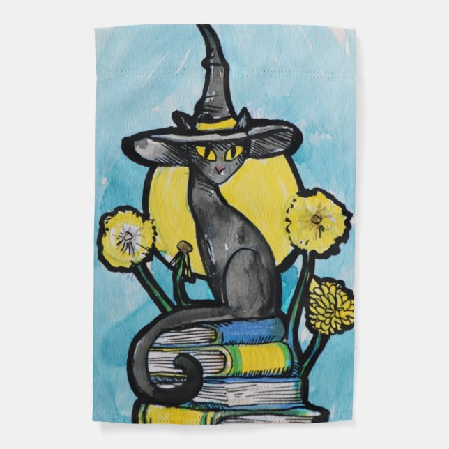 Bookish Cat Witch                                  Garden Flag (Front)