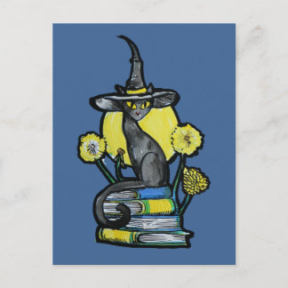 Bookish Cat Witch Postcard