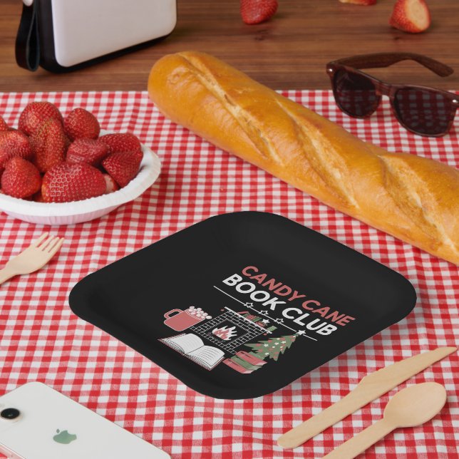 Bookish Christmas Candy Cane Book Club Bookish  Paper Plates (Picnic)