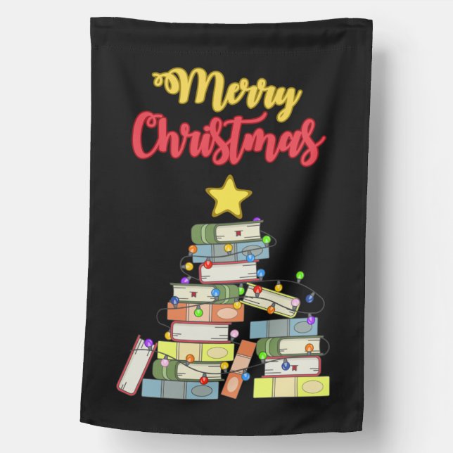 Bookish Christmas Tree I House Flag (Front)