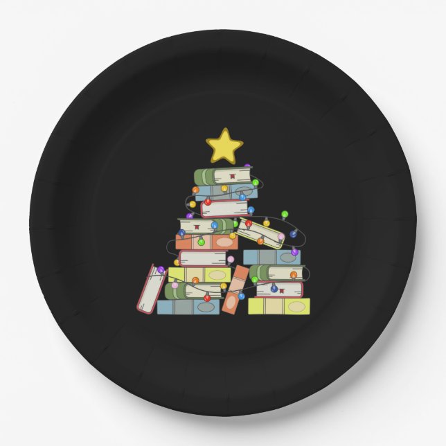 Bookish Christmas Tree I Paper Plates (Front)