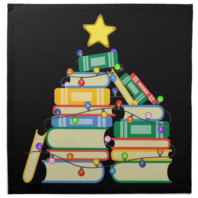 Bookish Christmas Tree II Cloth Napkin (Front)