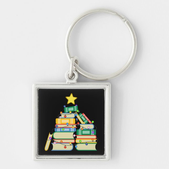 Bookish Christmas Tree II Keychain (Front)