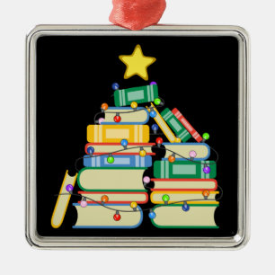 Bookish Christmas Tree II Metal Ornament