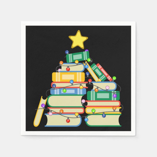Bookish Christmas Tree II Napkins (Front)