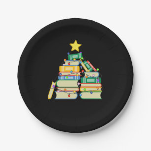 Bookish Christmas Tree II Paper Plates