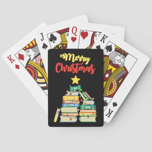 Bookish Christmas Tree II Poker Cards (Back)