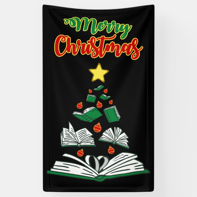 Bookish Christmas Tree III Banner (Vertical)