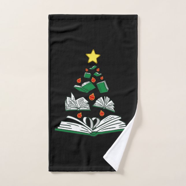 Bookish Christmas Tree III Bath Towel Set (Hand Towel)