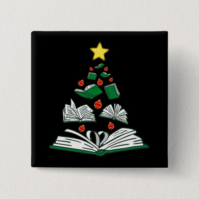 Bookish Christmas Tree III Button (Front)