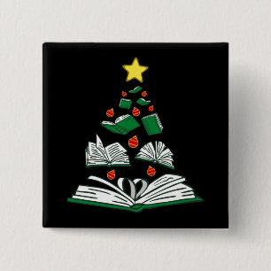 Bookish Christmas Tree III Button