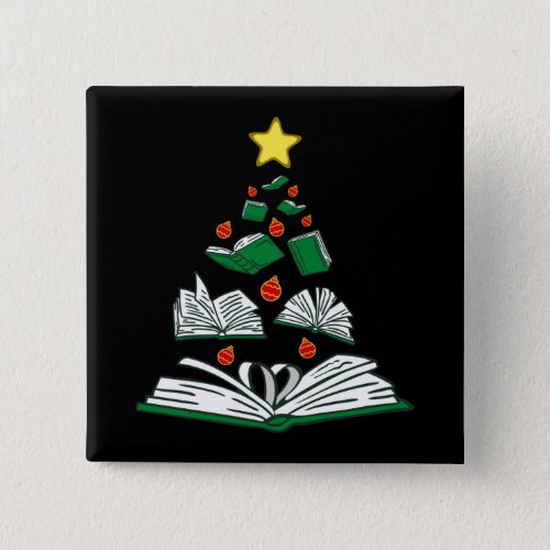 Bookish Christmas Tree III Button
