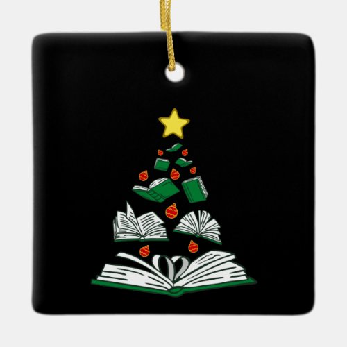 Bookish Christmas Tree III Ceramic Ornament