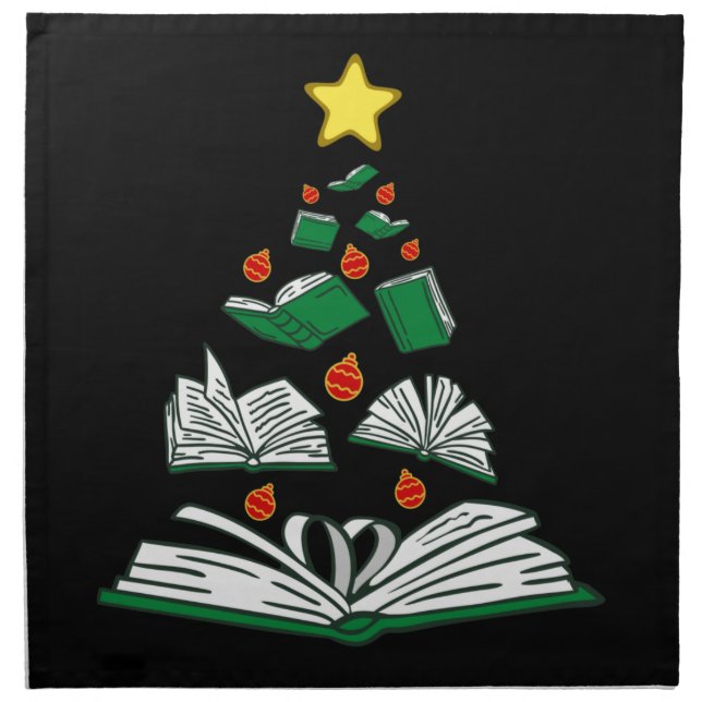 Bookish Christmas Tree III Cloth Napkin (Front)