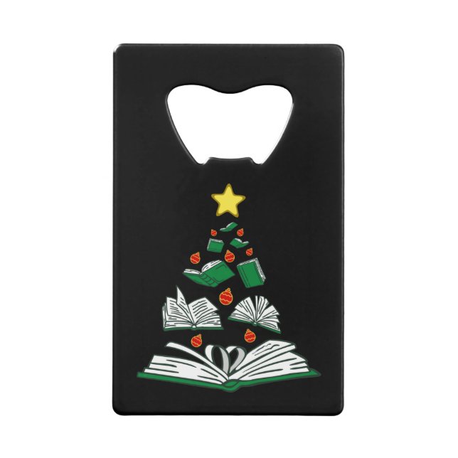Bookish Christmas Tree III Credit Card Bottle Opener (Front)