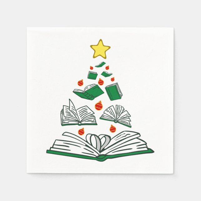 Bookish Christmas Tree III Napkins (Front)