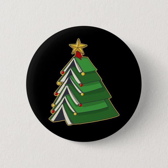 Bookish Christmas Tree IV Button (Front)