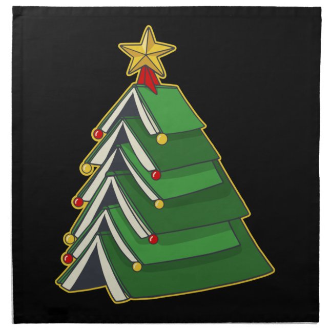 Bookish Christmas Tree IV Cloth Napkin (Front)