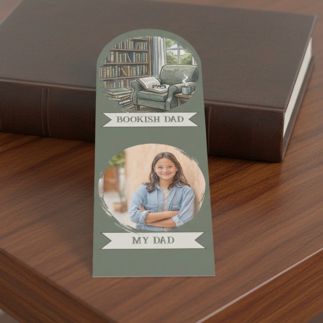 Bookish Dad Personalized My Dad Photo Keepsake Bookmarks (Bookish Dad bookmark with photo of son or daughter (or easy edit to "our dad"))