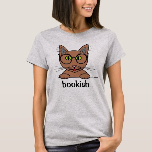 Bookish Funny Cute Eyeglasses Cat T Shirt