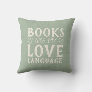Bookish Funny Saying Typography Sage Green Throw Pillow
