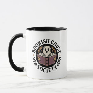 Bookish Ghost Society Cream Badge Reader Spooky Mug