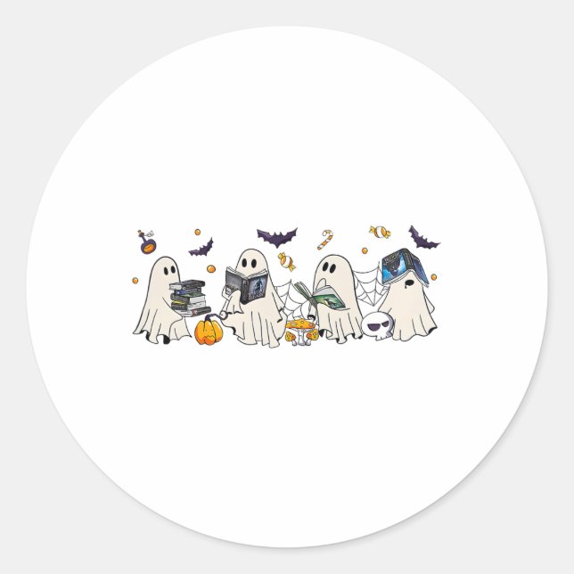 Bookish Ghost Throne Of Gl Halloween  Classic Round Sticker (Front)