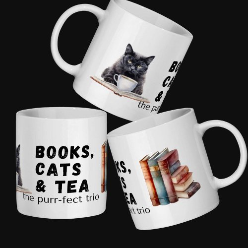 Bookish gift book lovers cat owners tea drinkers coffee mug