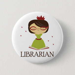 Bookish Librarian Library Gift Button