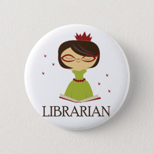 Bookish Librarian Library Gift Button