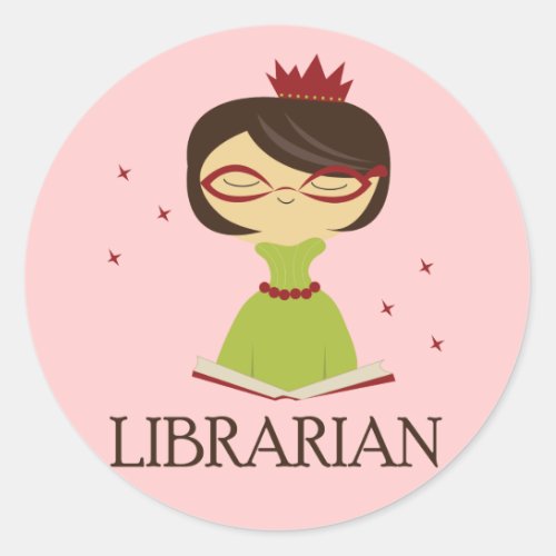 Bookish Librarian Library Gift Classic Round Sticker