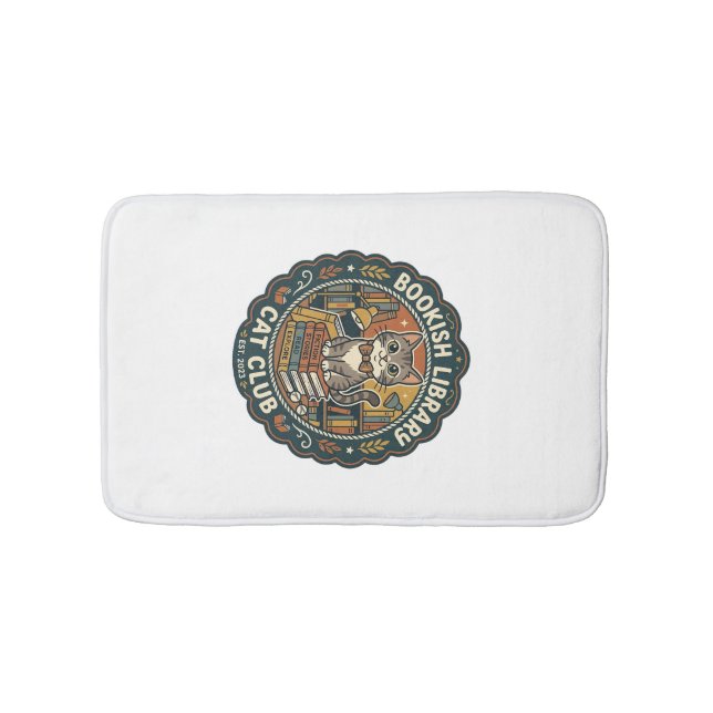 Bookish Library Cat POD Vector Art - Bookish Libra Bath Mat (Front)