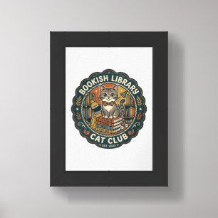Bookish Library Cat POD Vector Art - Bookish Libra Framed Art