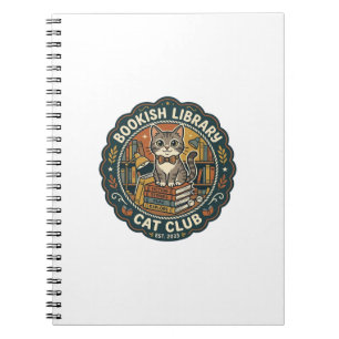 Bookish Library Cat POD Vector Art - Bookish Libra Notebook