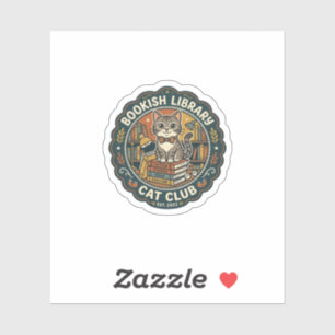 Bookish Library Cat POD Vector Art - Bookish Libra Sticker
