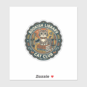 Bookish Library Cat POD Vector Art - Bookish Libra Sticker