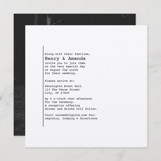 Bookish Photo Wedding Invitation (Front/Back)