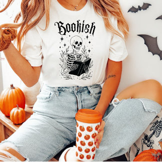Bookish Skeleton Halloween Reading Gothic T-Shirt