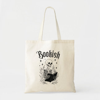 Bookish Skeleton Halloween Reading Gothic Tote Bag