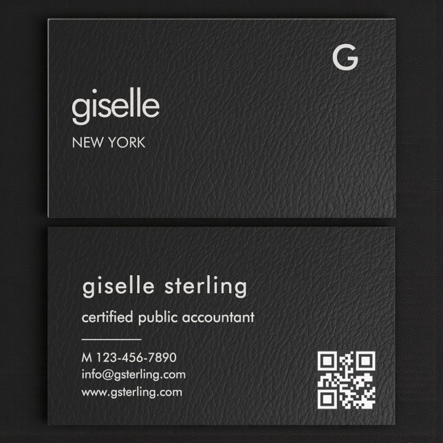 Bookkeeper Accountant CPA Faux Leather QR Code  Business Card (Creator Uploaded)