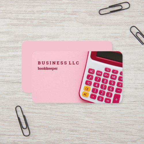 Bookkeeper Accountant Pink Business Card