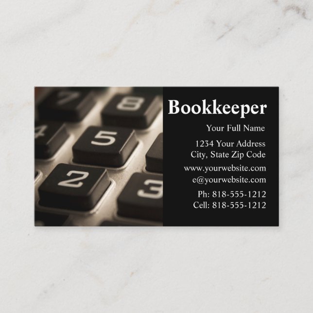 Bookkeeper Bookkeeping Business Cards (Front)