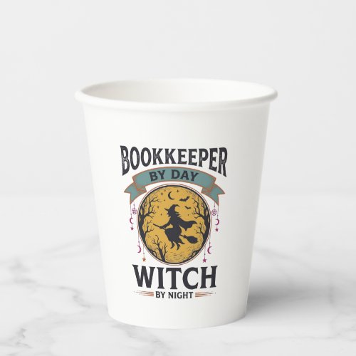 Bookkeeper by Day Witch by Night Vintage Shirt Des Paper Cups