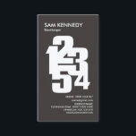 Bookkeeper Calculated Numbers Bookkeeping Services Business Card<br><div class="desc">A simple cover with a "negative space design" at the card's midsection with the numbers 1 to 5 in a dark grey background. Above this, you can find your name and job title. Right below at the card's floor, are all your contact details. All lettering in are white to accentuate...</div>